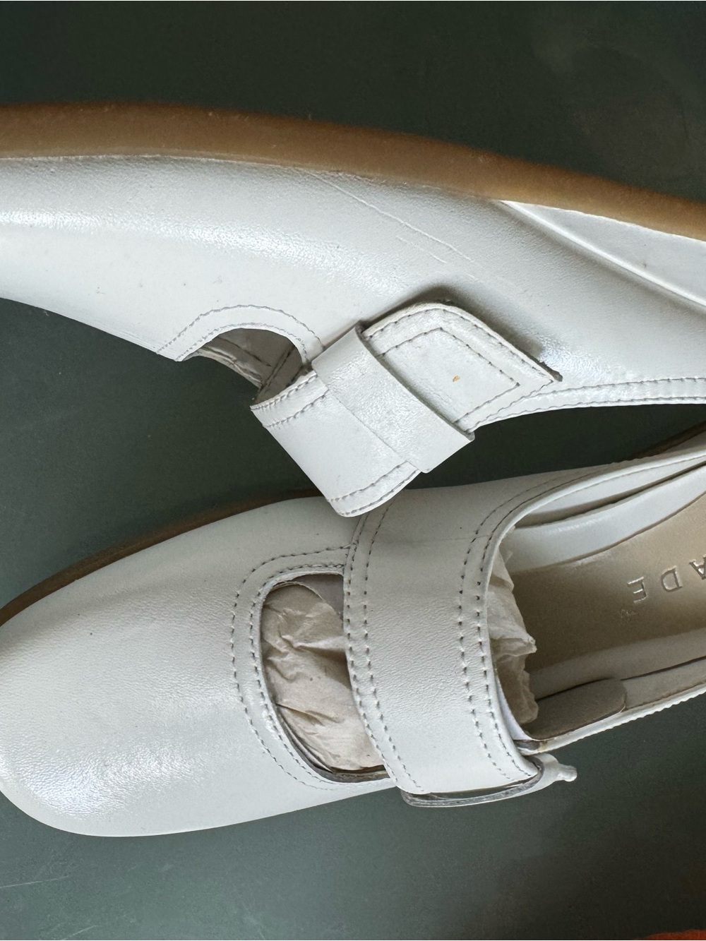 Women's White Mary Jane Leather Loafers with Strap